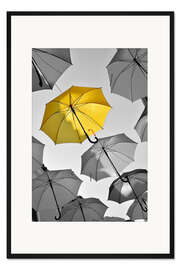 Gerahmter Kunstdruck Gelber Regenschirm