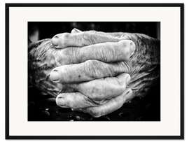 Gerahmter Kunstdruck Hände eines alten Mannes