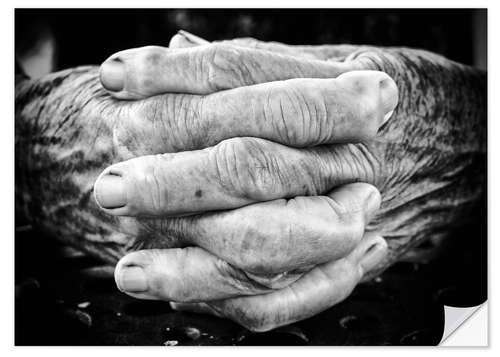 Vinilo para la pared Hands of an old man