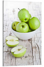 Aluminiumtavla Green apples in a bowl