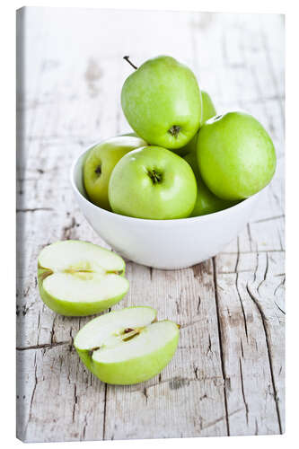 Tableau sur toile Pommes vertes dans un bol