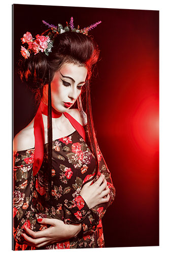 Gallery Print Geisha mit Blumen im Haar