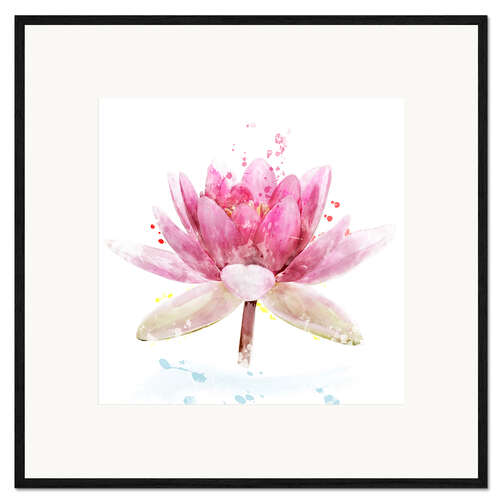Gerahmter Kunstdruck Pinke Seerose