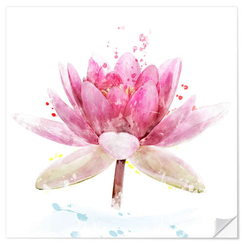 Selvklebende plakat Pink Waterlily Flower