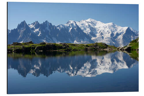 Stampa su alluminio Lago con il Massiccio del Monte Bianco