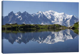 Lærredsbillede  Sø med Mont Blanc-massivet