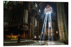 Aluminiumtavla Beams of Light inside Milan Cathedral