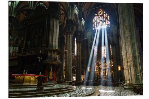 Quadro em plexi-alumínio Beams of Light inside Milan Cathedral