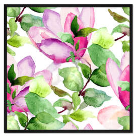 Gerahmter Kunstdruck Magnolien-Muster
