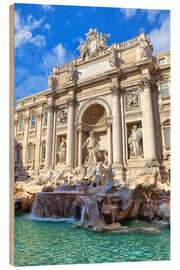 Tableau en bois Fontaine de Trevi sous un ciel bleu