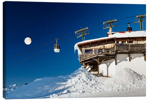 Leinwandbild Sessellift und Hütte in Megève