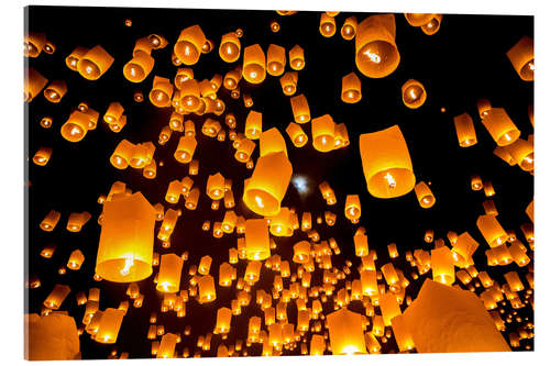 Quadro em acrílico Sky lanterns in Chiangmai