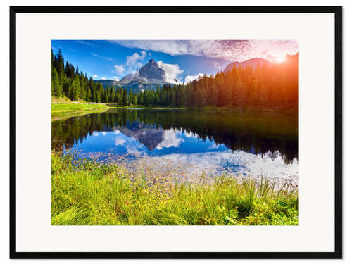 Impressão artística com moldura Lake Antorno, Dolomites