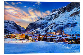 Alubild Val d'Isere bei Sonnenuntergang