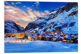 Foam board print Val d'Isere at sunset