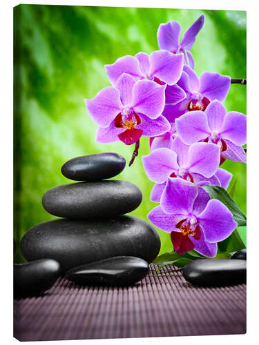 Canvas print Zen basalt stones and orchid