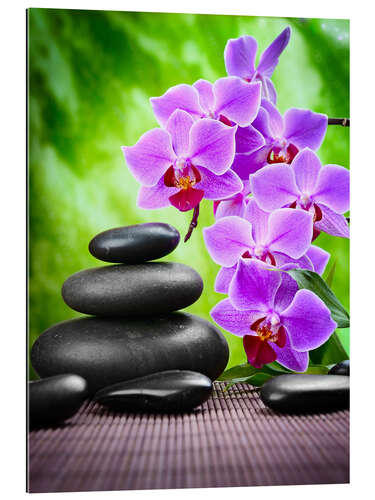 Gallery print Zen basalt stones and orchid