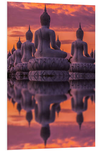 PVC print Buddha statues at sunset