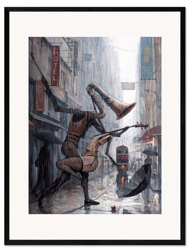 Ingelijste kunstdruk Life is a dance in the rain