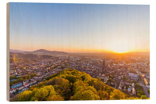 Wood print Sunset in Freiburg