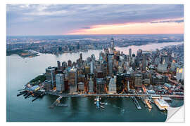 Selvklæbende plakat Aerial view of lower Manhattan skyline, New York, USA