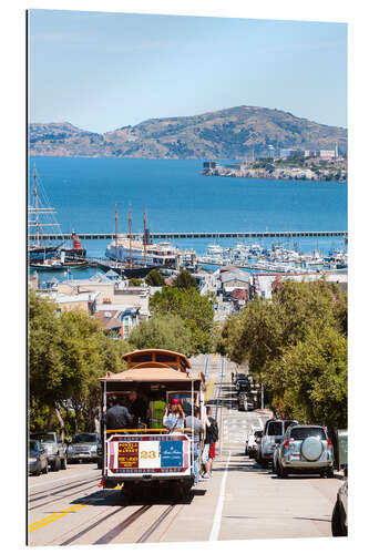 Galleriprint Tram with Alcatraz island in the background, San Francisco, USA