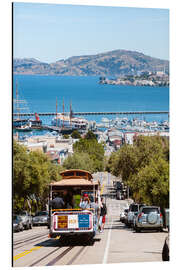 Magnettafel Tram mit Alcatraz Insel im Hintergrund, San Francisco, USA