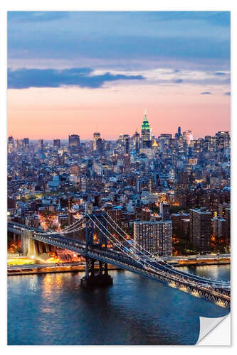 Vinilo para la pared Manhattan bridge and skyline