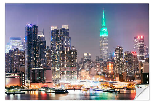 Selvklebende plakat Empire State Building illuminated in colour, NYC