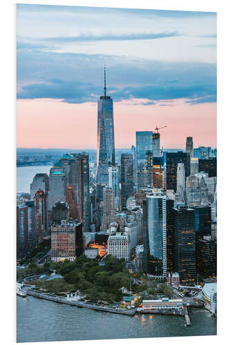 Stampa su PVC Aerial view of World Trade Center and lower Manhattan, New York, USA