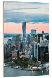 Cuadro de madera Aerial view of World Trade Center and lower Manhattan, New York, USA