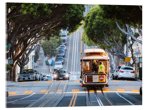 Acrylic print Cable tram in a street of San Francisco, California, USA