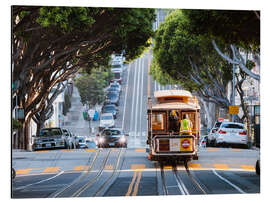 Magnettafel Kabel-Straßenbahn in einer Straße von San Francisco, Kalifornien, USA