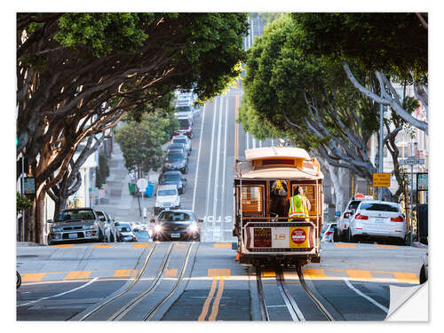 Wandsticker Kabel-Straßenbahn in einer Straße von San Francisco, Kalifornien, USA