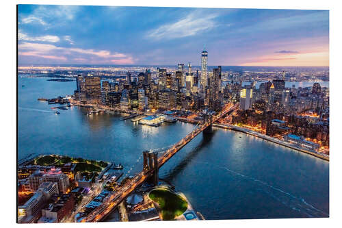 Quadro em alumínio Aerial view of Brooklyn bridge and lower Manhattan, New York, USA