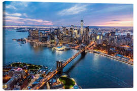 Leinwandbild Luftaufnahme der Brooklyn-Brücke und unteren Manhattan, New York, USA