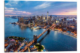 Gallery print Aerial view of Brooklyn bridge and lower Manhattan, New York, USA