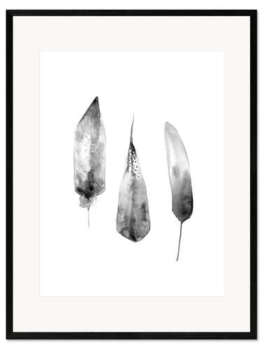 Impression artistique encadrée Trois plumes