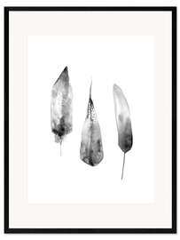Impression artistique encadrée Trois plumes