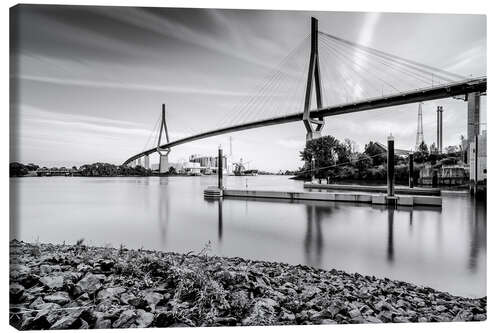 Lerretsbilde Hamburg | Köhlbrand bridge (black & white)