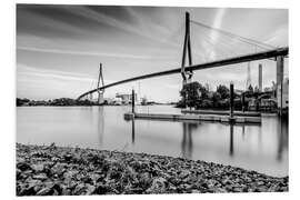 Foam board print Hamburg | Köhlbrand bridge (black &amp; white)