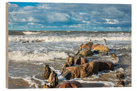 Holzbild Die Ostseeküste an einem stürmischen Tag