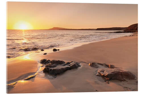 Akryylilasitaulu Sunset at a beach, Lanzarote