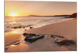 Tableau en plexi-alu Coucher de soleil sur la plage, Lanzarote