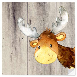 Wandsticker 4 Freunde - Waldtiere, Elch