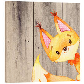 Wood print 4 Forest Animal Friends - Fox