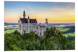 Foam board print Neuschwanstein Castle at sunrise in summer