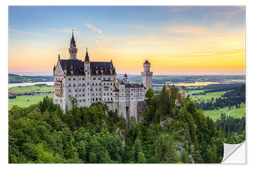 Wall sticker Neuschwanstein Castle at sunrise in summer