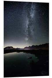 Foam board print Nightscape from Muottas Muragl with small pond  Engadin, Switzerland