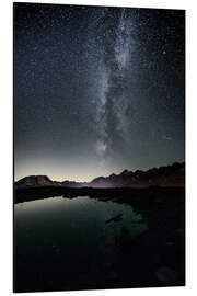 Magnettafel Nachtaufnahme mit Bergsee bei Muottas Muragl, Engadin, Schweiz